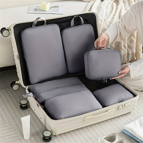 Durable Clothes Storage Bag, 6-Piece Compression Packing Cube, Travel Luggage and Clothing Organizer