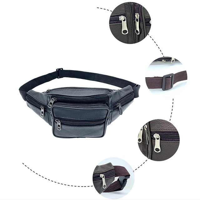 Men PU Leather Waist Pack Belt Bag Luxury Fanny Pack for Men