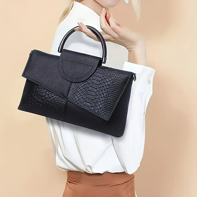 Fashion Casual Synthetic Leather Women's Crossbody Bag, Alligator Pattern Flap Handbag, Dinner and Wedding Purse