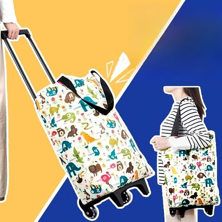 Foldable Shopping Cart with Wheels Portable Grocery Trolley Bag
