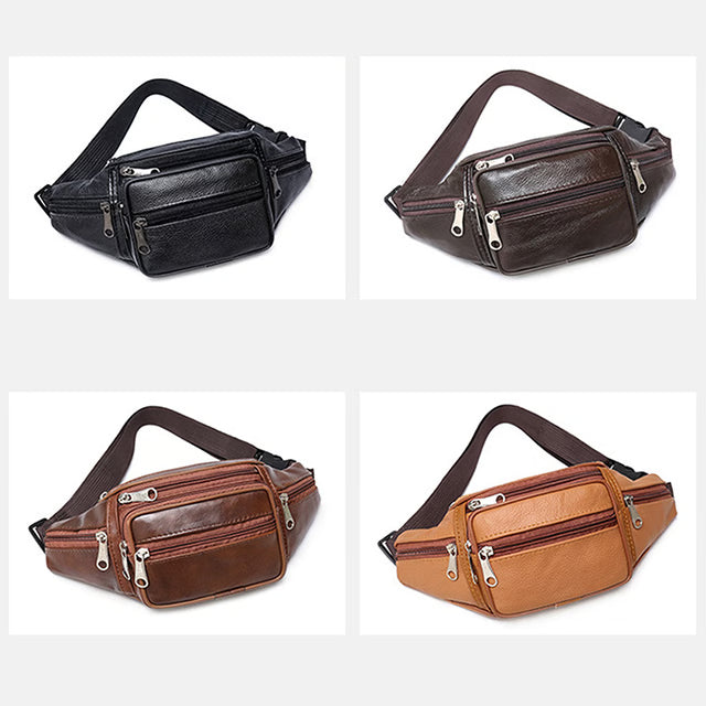 Men PU Leather Waist Pack Belt Bag Luxury Fanny Pack for Men