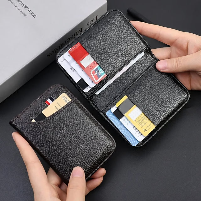 Mini Credit Card Wallet Purse, Portable Super Slim Soft Wallet, PU Leather Men Wallet Thin Small Short Wallets
