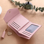 Fashion Women Wallet PU Leather Card Holder Wallet with Coin Purse Tassel Pendant
