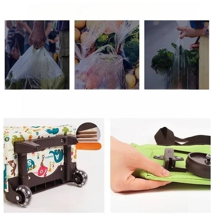 Foldable Shopping Cart with Wheels Portable Grocery Trolley Bag