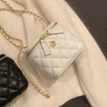 Luxury Mini Quilted Chain Crossbody Bag – Elegant Diamond-Check PU Leather Handbag