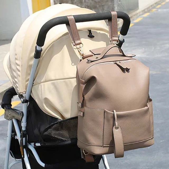 Multi-Function Leather Diaper Bags, Large Capacity Baby Bags for Baby Care, Changing Bags for Mom