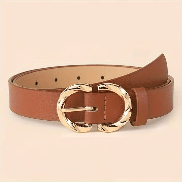 Womens Classic PU Leather Belt with Metal Buckle Fashion Jeans Belt