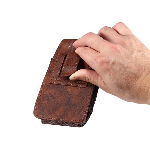 Premium Leather Phone Holster Belt Clip Case for Men Waist Pouch Holder