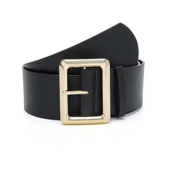 Vintage Womens Wide PU Leather Belt with Large Buckle Dress Belt