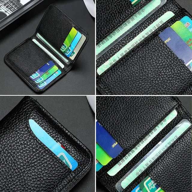 Mini Credit Card Wallet Purse, Portable Super Slim Soft Wallet, PU Leather Men Wallet Thin Small Short Wallets