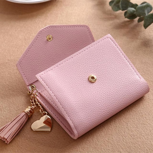 Fashion Women Wallet PU Leather Card Holder Wallet with Coin Purse Tassel Pendant