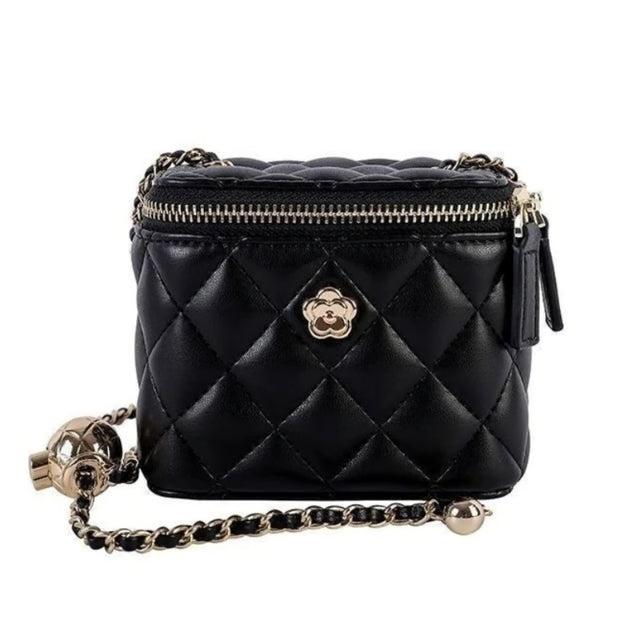 Luxury Mini Quilted Chain Crossbody Bag – Elegant Diamond-Check PU Leather Handbag