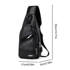 Multifunctional Casual PU Crossbody Bag with USB Charging, Men's Chest Bag for Daily Use