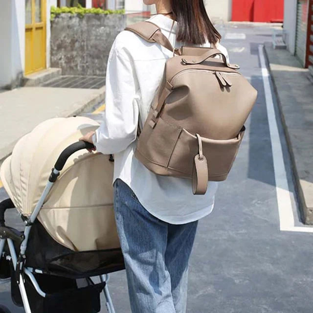 Multi-Function Leather Diaper Bags, Large Capacity Baby Bags for Baby Care, Changing Bags for Mom