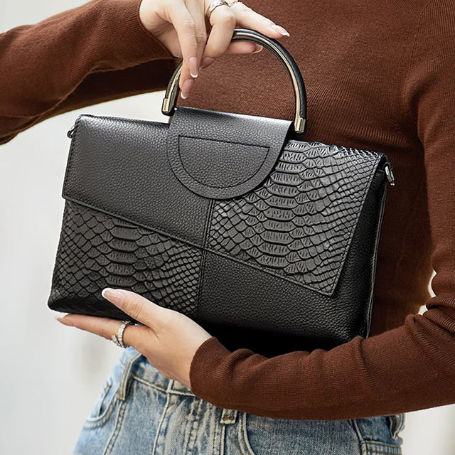Fashion Casual Synthetic Leather Women's Crossbody Bag, Alligator Pattern Flap Handbag, Dinner and Wedding Purse