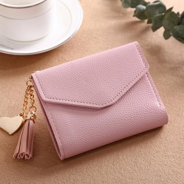Fashion Women Wallet PU Leather Card Holder Wallet with Coin Purse Tassel Pendant
