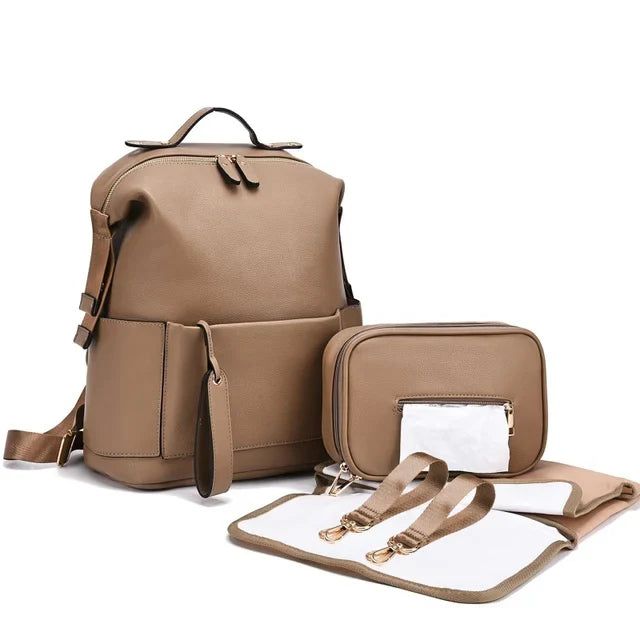Multi-Function Leather Diaper Bags, Large Capacity Baby Bags for Baby Care, Changing Bags for Mom