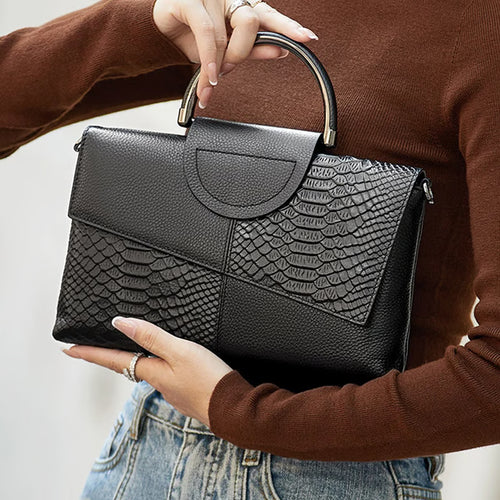 Fashion Casual Synthetic Leather Women's Crossbody Bag, Alligator Pattern Flap Handbag, Dinner and Wedding Purse