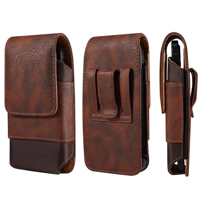 Premium Leather Phone Holster Belt Clip Case for Men Waist Pouch Holder