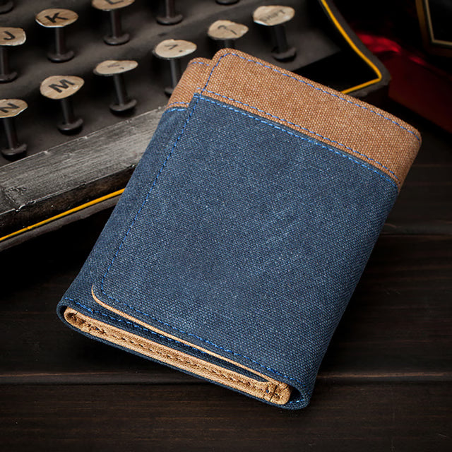 Handmade Men Short Wallet With Card Holders, Vintage Trifold Wallets For Men, Multi Slots Coin Purse Money Bag