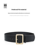 Vintage Womens Wide PU Leather Belt with Large Buckle Dress Belt