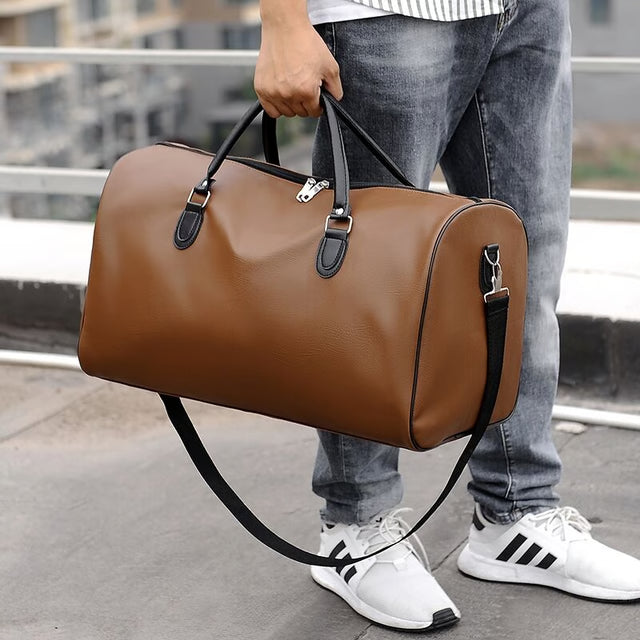 Leather Large Capacity Handbags for Men, Business Travel Bags, Weekend Tote Bag Luggage Organizer