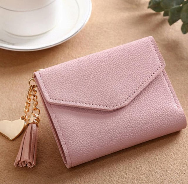 Fashion Women Wallet PU Leather Card Holder Wallet with Coin Purse Tassel Pendant